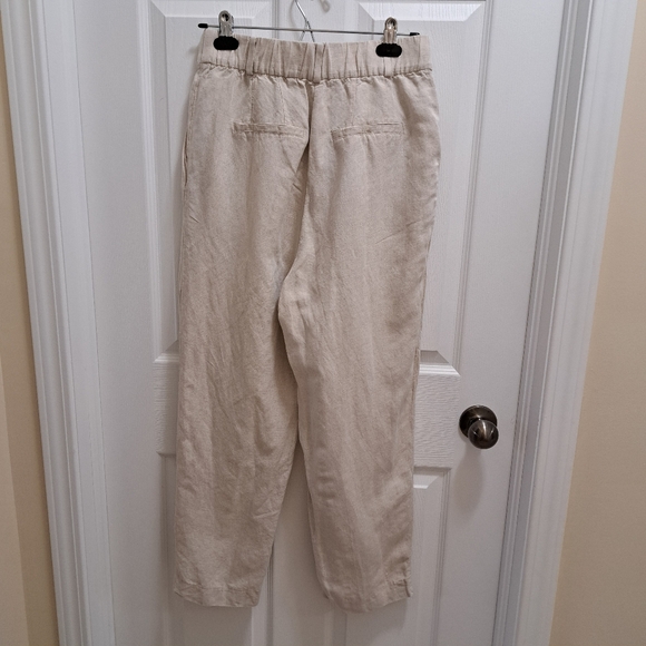 H&M Cream Pants Womens Size 8 Linen Blend Trousers Pleated Lightweight Neutral - Picture 6 of 12